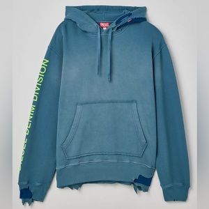 NWT Diesel Jeans Mascrot Hoodie Sweatshirt Distressed